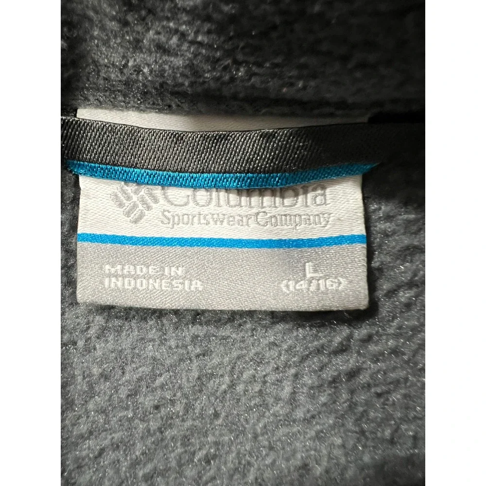 Columbia Kids Fleece Jacket Orange Gray Full Zip Youth Size L 14 16